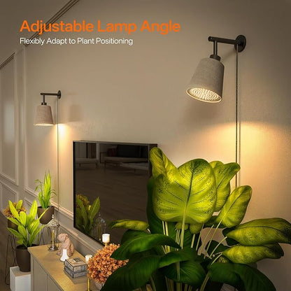 Bstrip Hanging Grow Lights for Indoor Plants, 25W Full Spectrum, 4H/9H/14H Timer, 3000K Wall-Mounted Decorative Plant Light with 9.8FT Power Cord, Ideal for Tall Plants, Flowers and Potted Trees
