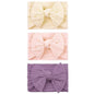 baotongle 3pcs Baby Girls Headbands Soft Stretchy Nylon Hair Bands Hair Accessories with Bows for Newborn Baby Girls Infant Toddlers Kids(Beige,Violet,Peack Pink, 5.7inches)