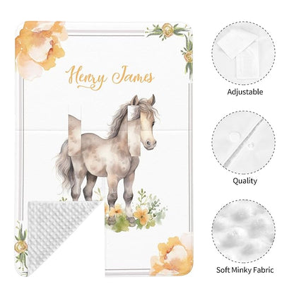 Personalized Baby Car Seat Canopy with Name Custom Minky Horse Car Seat Covers Nursing Cover for Breastfeeding Multi-Use Cover Infant Carrier Carseat Winter Cover for Newborn Girls Boys