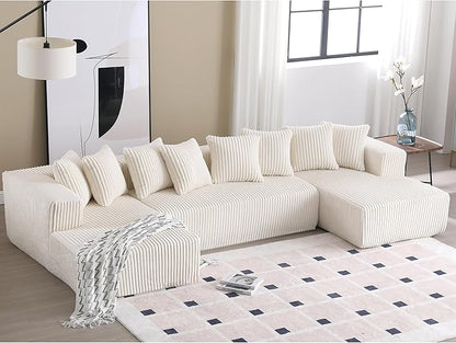 Free Combination Cloud Boneless Modular Sectional Sofa with Chaise Lounge,Modern Minimalist Upholstered Couches, Oversized U Shaped Lounge Sofa Couch w/ 8 Pillows