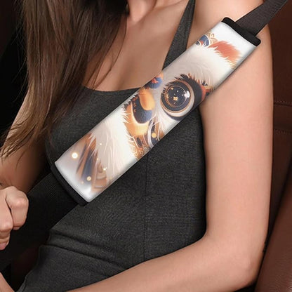 Cartoon Lion Dance Auto Seat Belt Cover 2 Pcs Set Chinese Style Animal Lions Pattern Interior Decoration Accessories Protector Cover Universal Fit Car Truck SUV