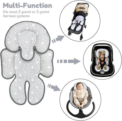 Infant Car Seat Insert, 2 in 1 Reversible Baby Car Seat Head & Body Support Cushion Pillow for Newborn,Soft Newborn Carseat Head Support Pad for Carseats, Strollers, Swings, Bouncers