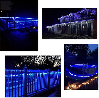 100Ft Blue LED Rope Lights, 110V Outdoor Rope Lights Waterproof Decorative Lighting for Indoor/Outdoor, 1080 LEDs Rope Lights for Outside, Deck, Patio, Halloween and Christmas Decorations