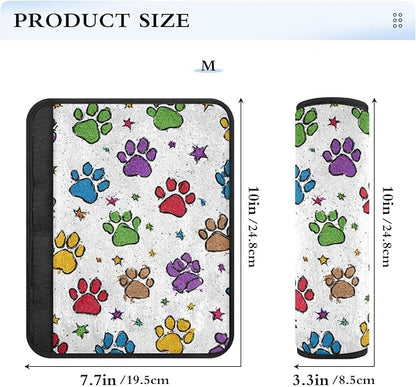 2 Pack Seatbelt Covers Seat Belt Cover Pad for Adults Boys Girls Car Seat Strap Covers Pads Cushion Universal Shoulder Strap Pad Protector for Backpack Camera Bag 6.5 Inch Cute Colorful Paw Prints and
