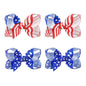 YanJie 4th of July 3'' Bow Hair Clips 4pcs Red Blue Ribbon Star Baby Girl Clips American Flag Clips Patriotic Hairpins Girls Hair Accessories