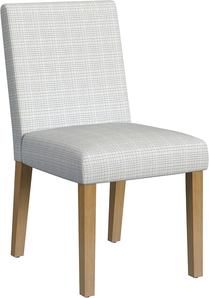 HomePop Home Decor |Classic Upholstered Parsons Dining Chairs |Decorative Home Furniture, Cream Mini Grid Pattern (Single Pack)