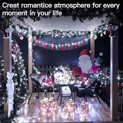 Ollny Christmas Lights Outdoor Waterproof, 1000LED 328FT Super Long String Lights with Remote 3 Timer, Plug in 8 Modes Fairy Light for Outside House Bedroom Xmas Decorations, Cool White