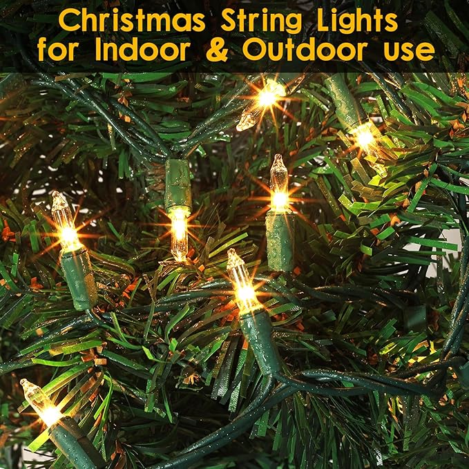 TIGOMOOV 21ft White Christmas String Lights Indoor，Warm White 100 Count String Lights Plug in, Mini Xmas Lights Outdoor Clear White Christmas Tree Lights- String White Lights for Bedroom