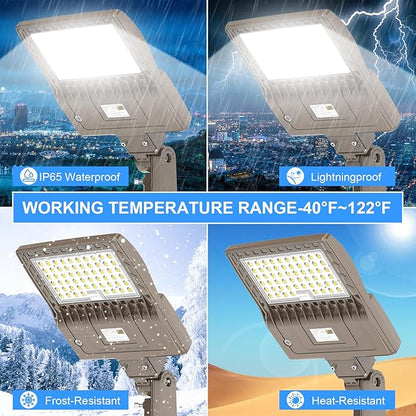 200W LED Parking Lot Lighting UL Listed 28,000LM 5000K LED Shoebox Pole Lights Fixture AC100-277V IP65 Waterproof Slip Fit Mount Commercial Outdoor Street Light for Stadium Roadways