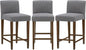 CHITA Counter Height Bar Stools Set of 3, 27" H Seat Height Upholstered Barstools, Fabric in Fog Grey