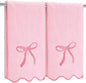 2 Pcs Pink Scalloped Hand Towels