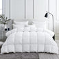 Luxurious White Solid Medium Weight, Twin Size Goose Feathers Down Comforter for All-Season Weather Duvet Insert, Premium Baffle Box, 100% Egyptian Cotton Cover, 55 oz. Fill Weight