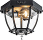 Motion Sensor Flush Mount Ceiling Light Fixture, 2-Light Outdoor Porch Lights Ceiling Mount, Waterproof Matte Black Manual Dusk to Dawn Flush Mount Light Ceiling Lamp, E26 Socket