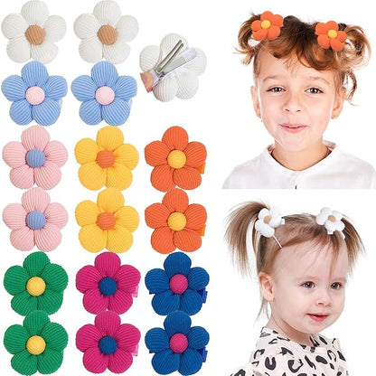 16Pcs Girls Flower Hair Clips, Non Slip Wrapped Handmade Floral Hair Clips Hair Accessories for Girls Toddlers Teens and Women