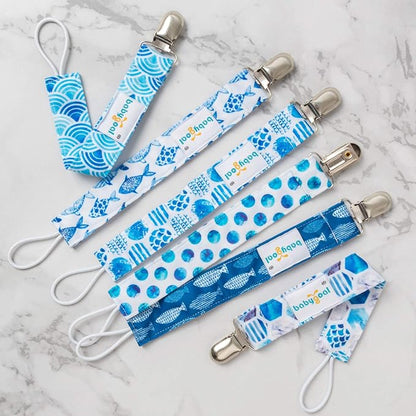 babygoal Baby Ocean Blue Pacifier Clips, 6 Pack Pacifier Holder Clip for Girls and Boys Fits for Most Pacifiers and Binkies