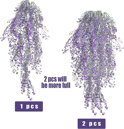 RECUTMS Artificial Hanging Leaves Plants 6Pcs Indoor Fake Flower Swags Faux Vines Ivy Leaves Plastic Greenery UV Resistant Plastic for Wall Wedding Party Porch Garden Decoration(Purple)