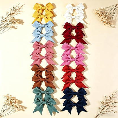 20PCS Fabric Bow Hair Clips, Swallowtail Shape, Multicolor Butterfly Bow Barrettes for Girls, Daily Spring Autumn Hair Accessories Alligator Clip for Little Girls Toddler Kids Teens