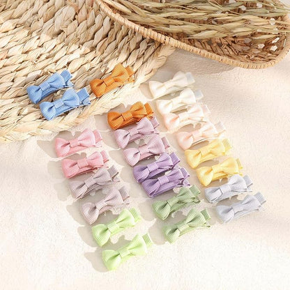 24PCS 2inch Oaoleer Baby Girls Hair Clips, Fully Lined Bows Hair Pins, Tiny Alligator Clips for Infants Toddlers - 12 Colors in Pairs (Style B)