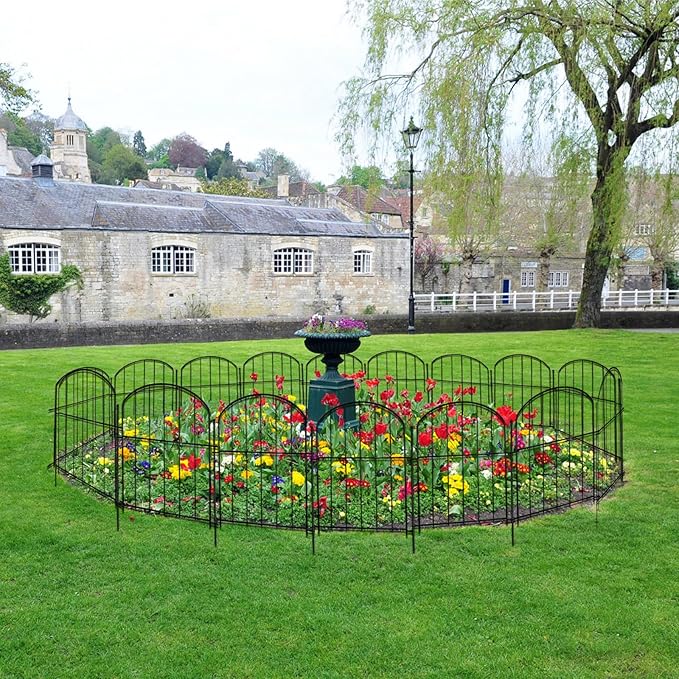 21in(H) x 26ft(L) Garden Fence Animal Barrier No Dig, 26 Panels Rustproof Arched Small Metal Fencing, 1.5in Gap Fence Border, Outdoor Decorative Fence for Yard Dogs Rabbits