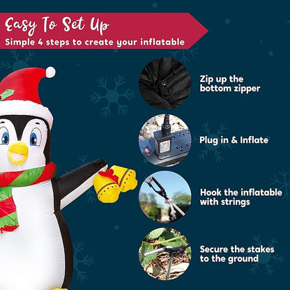 Joiedomi 5 FT Christmas Inflatable Penguin Decoration, Blow Up Yard Decoration Holiday Life-Size with Built-in LEDs for Christmas Party Indoor, Outdoor, Yard, Garden, Lawn Décor