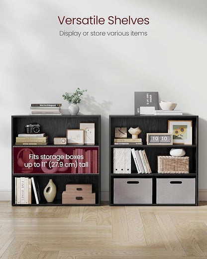 VASAGLE Custos Collection - Bookshelf, 3-Tier Bookcase, Book Shelf, Open Storage Shelf, 9.4 x 31.5 x 32 Inches, for Living Room, Home Office, Dinning Room, Ebony Black ULBC173T56