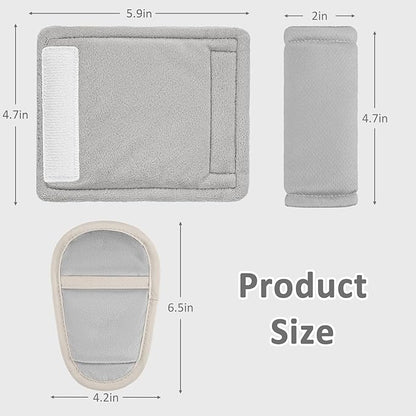 SWESEN Baby Car Seat Strap Covers, 3 Piece Soft Car Seat Strap Shoulder Pads for Baby Girls Boys, Double-Sided Use carseat Straps Covers for Stroller, Car Seats, Pushchair, Gray