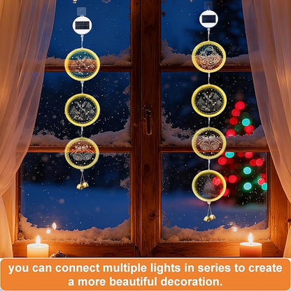 Solar Hanging Lights - Outdoor Indoor Christmas Decorations for Window, Garden, Patio, Porch,Holiday Home Decor, (Glowing Tree)