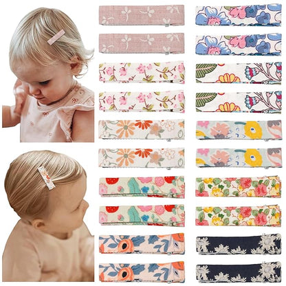 Hair Clips for Girls Women Toddler Baby,Assorted 20Pcs Flower Fabric Fully Lined Small Alligator Clips Hair Accessories for Teens Child Kids Gifts