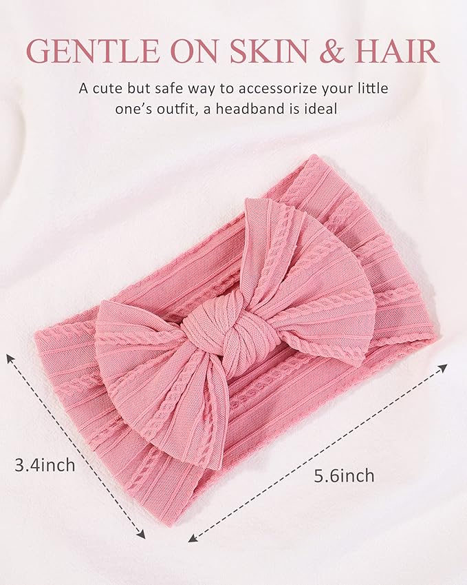 jollybows 8pcs Nylon Headbands for Baby Girls Infant Baby Bows Newborn Hairbands Toddler Hair Bow Elastics Head Wraps
