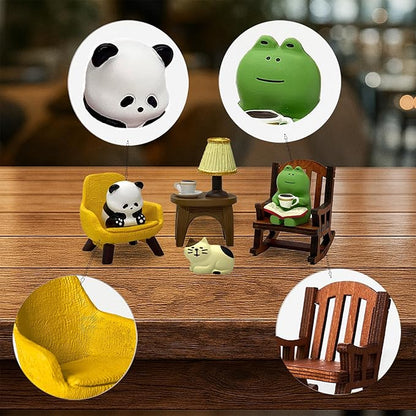 Miniature Frog Figurines, Cute Frog Desk Accessories for Desk Decor, Funny Gifts for Garden Decor, Mini Resin Animal Garden Statues (Multi-Animal)