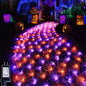 Pooqla 360 LED Halloween Net Lights Outdoor, 21 ft x 5 ft Connectable Mesh String Lights 8 Modes Waterproof Plug in for Halloween Decoration Bushes Yard Garden Party, Orange and Purple