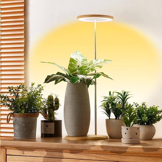 Plant Grow Light for Indoor Plant,Bamboo Mini LED Grow Light Garden,Height Adjustable,Automatic Timer with 8/12/16 Hours，1 Pack