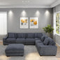 L Shaped Sectional Couches for Living Room, Stylish Sectional Loveseat Sofa with Ottoman & Deep Seats, Living Room Furniture Home Sofa for Adults, Steel Gray