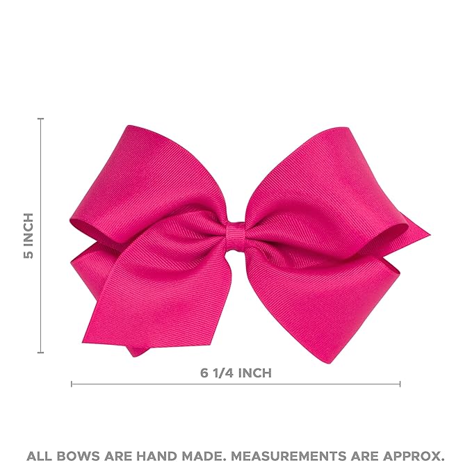 Wee Ones Girls' Classic Grosgrain Moonstitch Edge Hair Bow, No-Slip Hair Clip, Handmade, Light Orchid, King