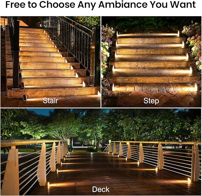 Solar Step Lights Outdoor Waterproof IP65,Warm White Solar Stair Lights, Outdoor Light Decor for Stair, Deck, Step, Porch and Outside Patio, 12 Pack