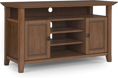 SIMPLIHOME Amherst 54-inch Wide Solid Wood TV Stand in Rustic Natural Aged Brown, Transitional-Style Media Console for Living Room with Adjustable Shelves and Cable Management
