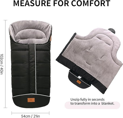 Miracle Baby Bunting Bag for Stroller, Warm Fleece Footmuff with Zippers, Convertible Infant Toddler Sleeping Bag Blanket for Boys Girls