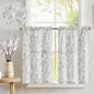 jinchan Floral Kitchen Curtains for Windows 36 Inch Gray Linen Tier Farmhouse Cafe Curtains Country Botanic Small Window Rod Pocket Rustic Flax for Laundry Bathroom RV 2 Panels Grey on Beige