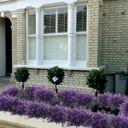 CATTREE Artificial Plants Shrubs Bushes, Plastic Fake Flowers Wedding Indoor Outdoor Home Garden Verandah Kitchen Office Table Centerpieces Arrangements Christmas Decoration - Deep Purple 4 pcs