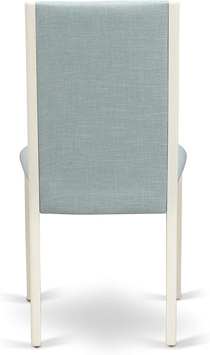 East West Furniture X027LA015-7 7 Piece Dining Room Furniture Set Consist of a Rectangle Dining Table with X-Legs and 6 Baby Blue Linen Fabric Parsons Chairs, 40x72 Inch, Multi-Color