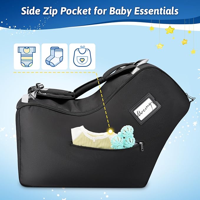 YOREPEK Padded Car Seat Travel Bag Backpack Compatible with All Nuna Pipa Car Seat and Base, Infant Car Seat Bags for Air Travel with Shoulder Straps, Carseat Cover with Side Pocket, Protective Feet