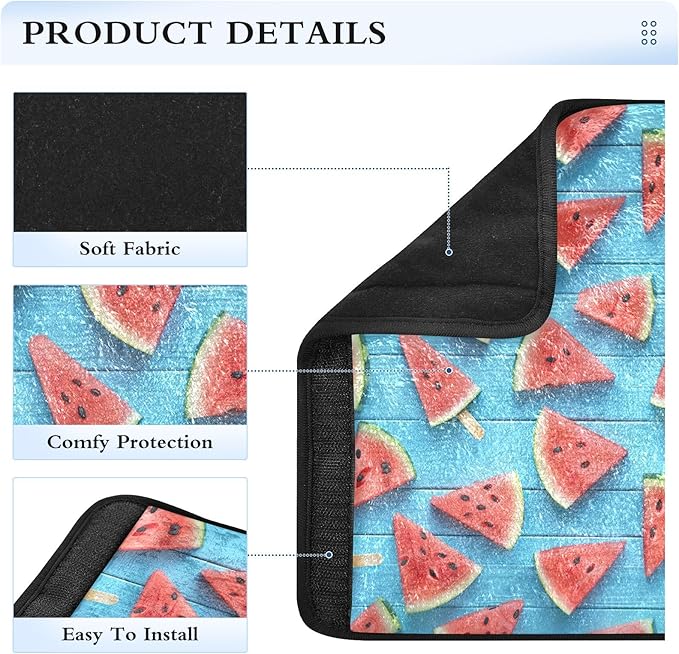 Summer Watermelon Slice Blue Wooden Board Seat Belt Cover 2 Pack Car Seat Belt Cushion Soft Shoulder Pad Auto Interior Accessories Protect Your Neck and Shoulder
