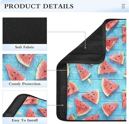 Summer Watermelon Slice Blue Wooden Board Seat Belt Cover 2 Pack Car Seat Belt Cushion Soft Shoulder Pad Auto Interior Accessories Protect Your Neck and Shoulder