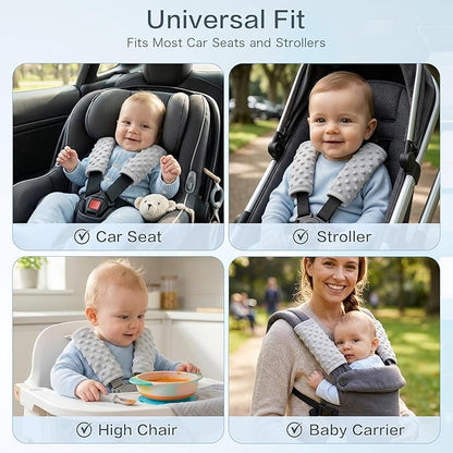 Pro Goleem Car Seat Strap Covers for Babies Soft Car Seat Strap Shoulder Pads for All Car Seats, Stroller, Pushcar, Gray