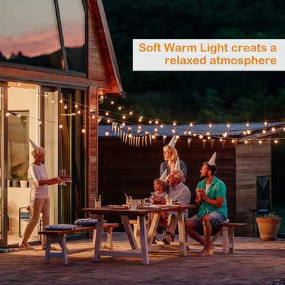DGE Outdoor LED String Lights 48FT Patio Shatterproof & Waterproof IP65, 18 AWG UL Listed Wire Bright String Light for Patio, Backyard, Gazebo, Porch, Wedding Party