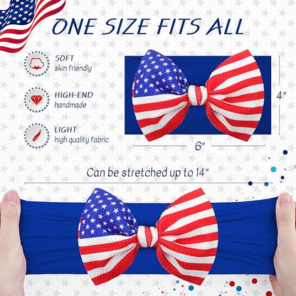 4th of July Bows for Girls Infant Headbands Big Bows for Baby Fourth of July Headband Patriotic Baby Bows 0-6 Months Hair Accessories Flag