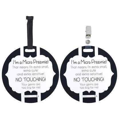 Three Little Tots Two Pack - Micro Preemie No Touching Baby Car Seat and Stroller Signs - CPSIA Safety Tested