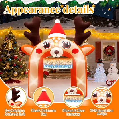 10 FT Giant Reindeer Inflatable Reno Inflable Christmas Deer Arch Decoration with LED Lights, Blow Up Decor for Outdoor Yard Lawn Sign Backdrop(Reindeer)