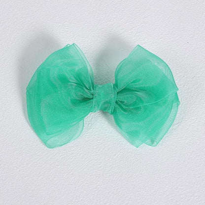 Green Hair Bow Clips 4 inch Mesh Ribbon Tulle Hairbow Barrettes Cute Handmade Christmas Party Dress outfit Decoration Accessories Easter Gift for School Kids Teens Toddler Girls Women