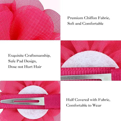 Cinaci 40 Pieces 5cm/2" Solid Chiffon Flower Hair Clips Barrettes Non Slip Floral Hair Pins Accessories for Baby Girls Toddlers Kids Teens